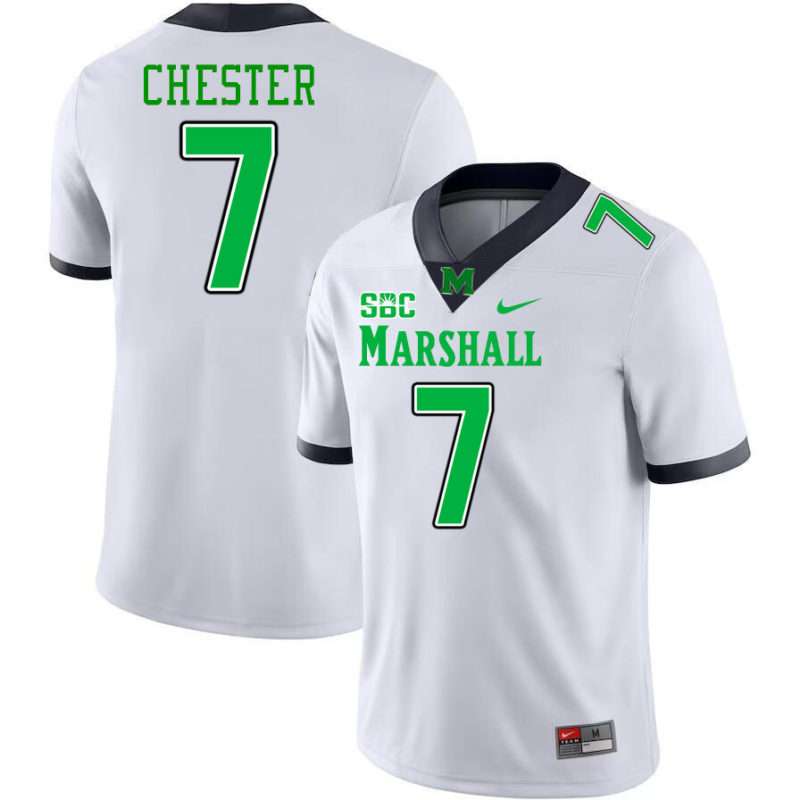 Men #7 Carl Chester Marshall Thundering Herd SBC Conference College Football Jerseys Stitched-White